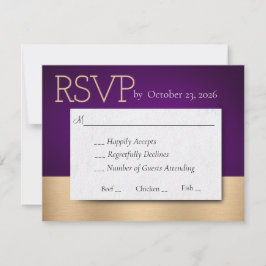 RSVP-Antwortkarte für lila und Gold-Hochzeiten RSVP Karte