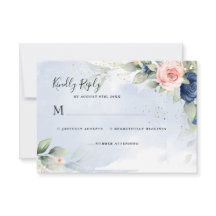 RSVP-Antwortkarte für Navy Blue & Blush Pink