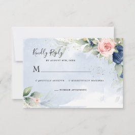 RSVP-Antwortkarte für Navy Blue & Blush Pink RSVP Karte