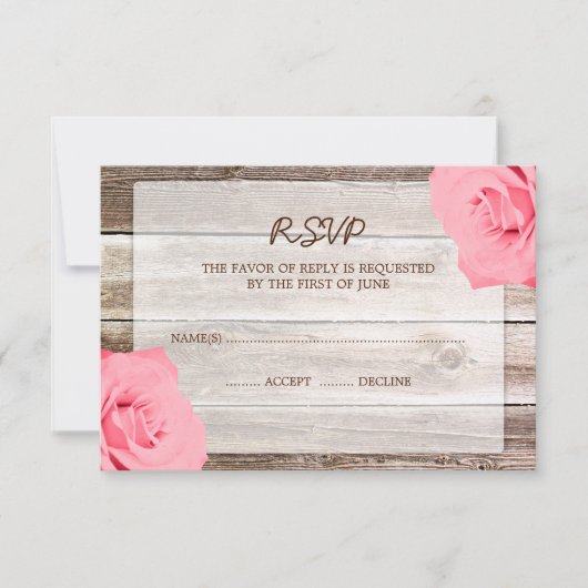 RSVP-Antwortkarte für Rosenholz RSVP Karte (Vorderseite)