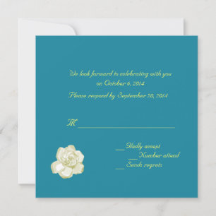 RSVP, Antwortkarte, Gardenie und Punkte Einladung