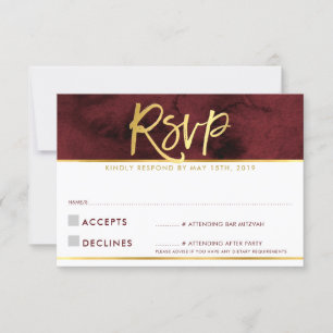 RSVP-ANTWORTKARTE modern rot marone gold Schrift RSVP Karte