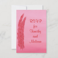 RSVP-Antwortkarten, rote rosa Federn