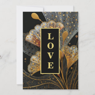 *~ RSVP AR26 41 QR Goldene Stickerei LOVE Vintage Einladung