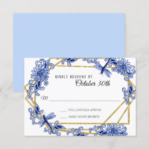 RSVP Asiatischer Einfluss Himmelblau Wasserfarben  Einladung
