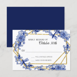 RSVP Asiatischer Einfluss Navy Blau Floral Chinois Einladung