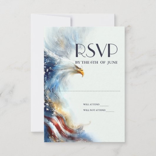 RSVP Bald Eagle Patriotic USA Semiquincentennial Karte (Vorderseite)