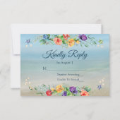 RSVP (Beach Floral Water Wedding) Karte (Vorderseite)