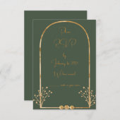 RSVP-Beilage für dunkelgrüne und goldene Hochzeite (Vorne/Hinten)