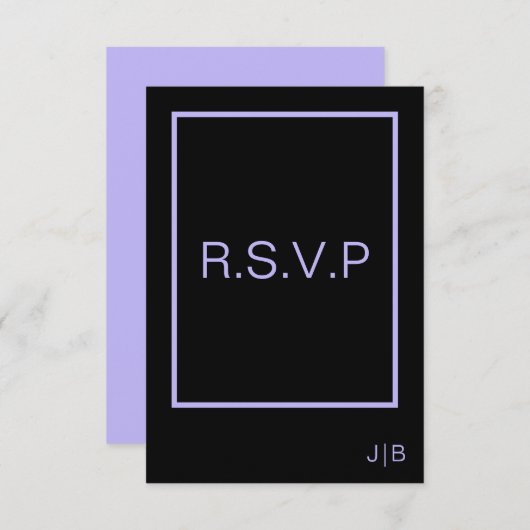 RSVP Black and Lavendel CARD Hochzeit (Vorne/Hinten)