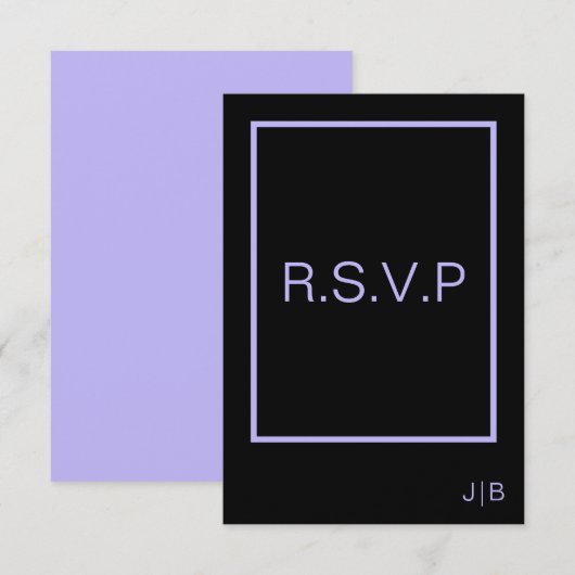 RSVP Black and Lavendel CARD Hochzeit Karte (Vorne/Hinten)