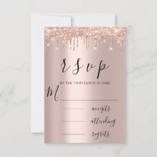 RSVP Black Rose Gold Tropfen Hochzeit Karte