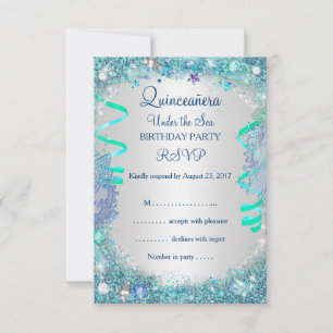 RSVP Blau Unter Dem Meer Quinceanera 15. Geburtsta Karte