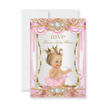RSVP Blondes Mädchen Prinzessin Babyparty Rosa Sei