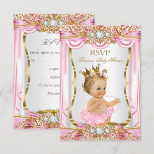 RSVP Blondes Mädchen Prinzessin Babyparty Rosa Sei Einladung