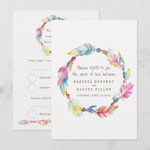 RSVP-Boho zum Hochzeitschaden von Stammeskranken Einladung