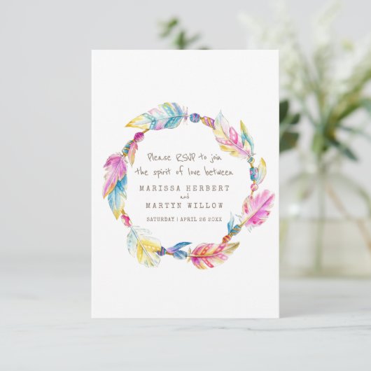 RSVP-Boho zum Hochzeitschaden von Stammeskranken RSVP Karte (Stehend Vorderseite)