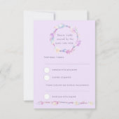 RSVP-Boho zum Hochzeitsfedern lila Stammeskranke RSVP Karte (Rückseite)
