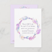 RSVP-Boho zum Hochzeitsfedern lila Stammeskranke RSVP Karte (Vorne/Hinten)