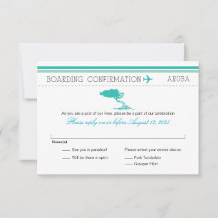 RSVP Bordkarte nach Aruba Karte
