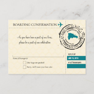 RSVP Bordkarte nach Dominikanische Republik Einladung