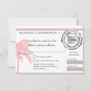 RSVP Bordkarte nach Dominikanische Republik   Rosa Karte