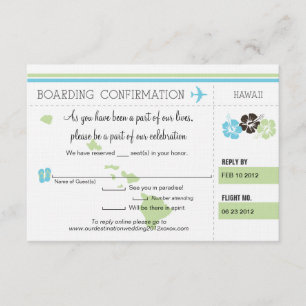 RSVP Bordkarte nach Hawaii Einladung