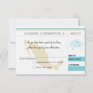 RSVP Bordkarte NACH MEXICO Karte