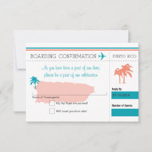 RSVP Bordkarte nach Puerto Rico Karte