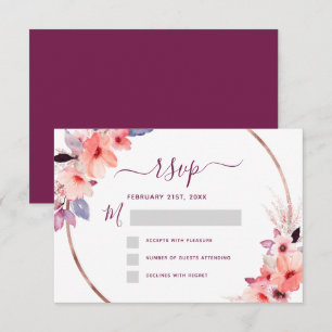 RSVP Burgund Blumenmuster Roségold Geometrische Ho Einladung