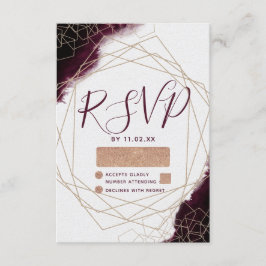 RSVP (Burgundy Watercolor Geometric Frame Wedding)