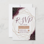 RSVP (Burgundy Watercolor Geometric Frame Wedding) (Vorderseite)