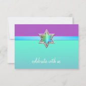 RSVP Card Aqua Lila Türkis Ombre Star Einladung (Rückseite)