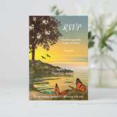 RSVP Card Artistic Lake Waterfront Einladung (Stehend Vorderseite)