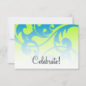 RSVP Card Blau und Grün zeitgenössische Wirbel (Vorderseite)