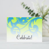 RSVP Card Blau und Grün zeitgenössische Wirbel (Stehend Vorderseite)