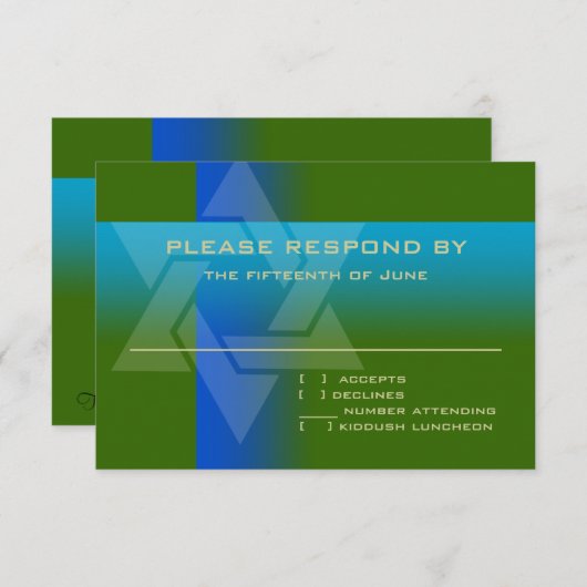 RSVP Card Blau und Türkisch auf jeder Farbe (Vorne/Hinten)