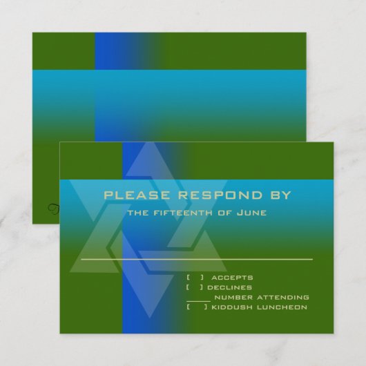 RSVP Card Blau und Türkisch auf jeder Farbe Karte (Vorne/Hinten)