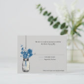 RSVP Card Blue Wild Blume & Mason Jar (Stehend Vorderseite)