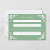 RSVP Card Blumenkreuz Christening Sage Green (Rückseite)