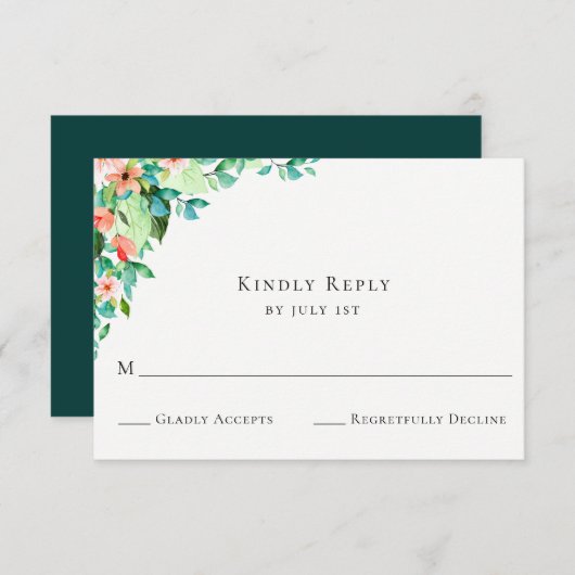 RSVP Card Botanischer Korallenkoralle (Vorne/Hinten)