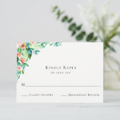 RSVP Card Botanischer Korallenkoralle Karte (Stehend Vorderseite)