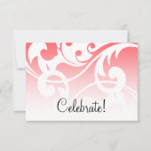 RSVP Card Coral Pink White Contemporary Wirbel Einladung (Vorderseite)