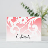 RSVP Card Coral Pink White Contemporary Wirbel Einladung (Stehend Vorderseite)