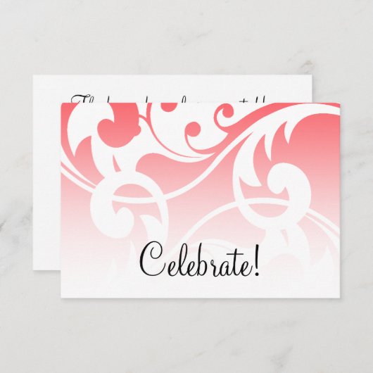 RSVP Card Coral Pink White Contemporary Wirbel Einladung (Vorne/Hinten)