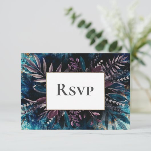 RSVP Card Dark and Moody Wedding (Stehend Vorderseite)