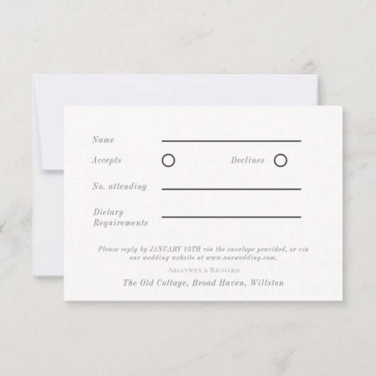 RSVP Card Dark and Moody Wedding (Rückseite)