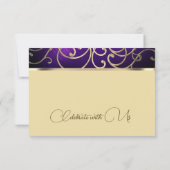 RSVP Card Elegant Lila und Gold Filigree (Rückseite)