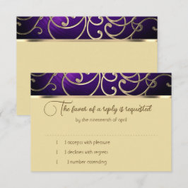 RSVP Card Elegant Lila und Gold Filigree Karte