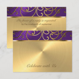RSVP Card Elegant Lila und Gold Filigree Karte
